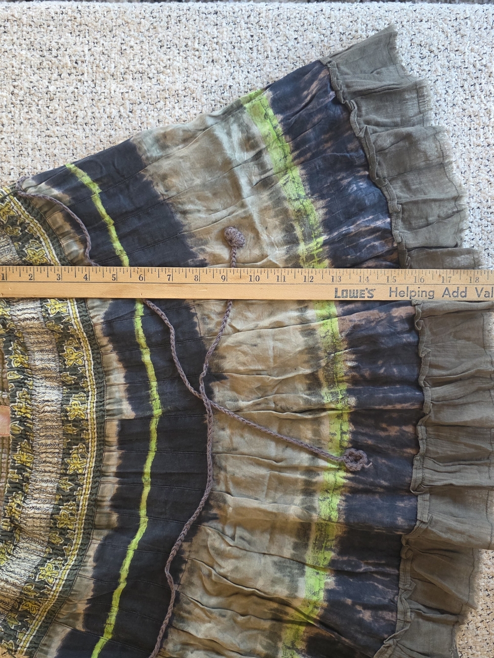 Free People Boho Tie Dye Ruffle Mini Skirt Smocked Waist Festival Fairy Grunge - Picture 5 of 10